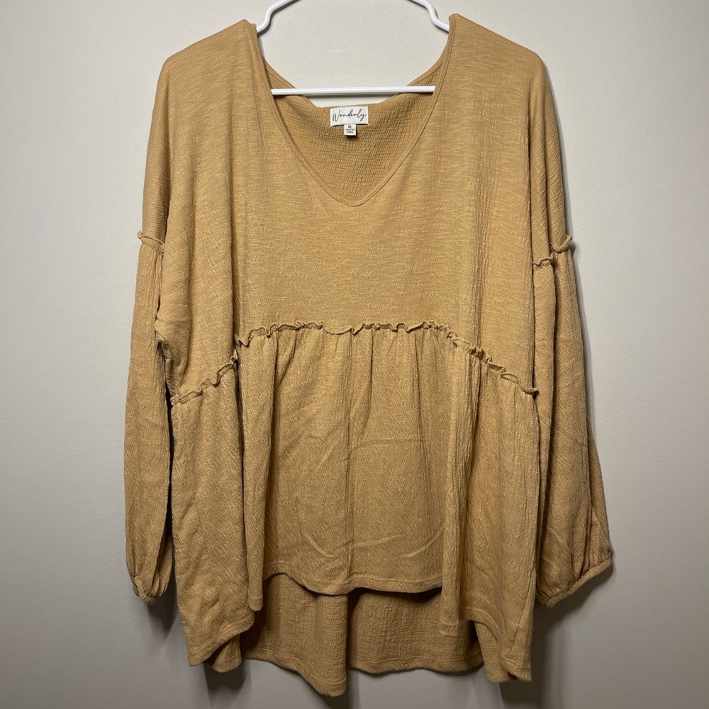 Wonderly Women's Mustard V-Neck Tunic
